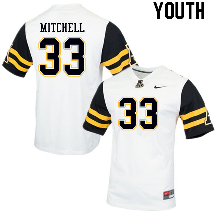 Youth #33 Jordan Mitchell Appalachian State Mountaineers College Football Jerseys Sale-White - Click Image to Close
